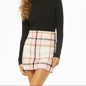 Wool Pink Plaid Skirt
